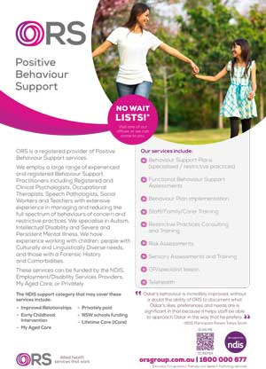 PDF: Service brochure for ‘ORS Positive Behaviour Supports’